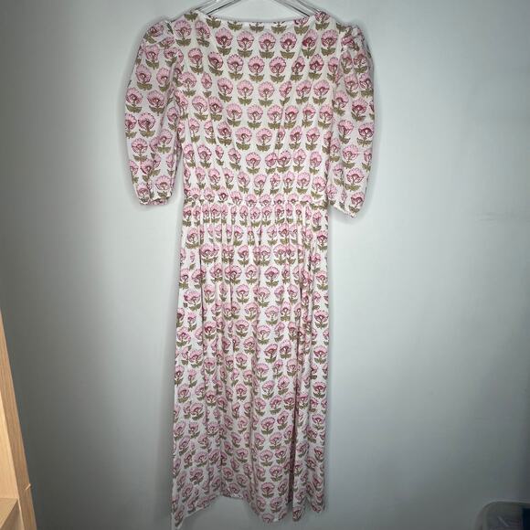 Beau & Ro Pink Floral Block Printed Midi Dress Size XS - Picture 3 of 7